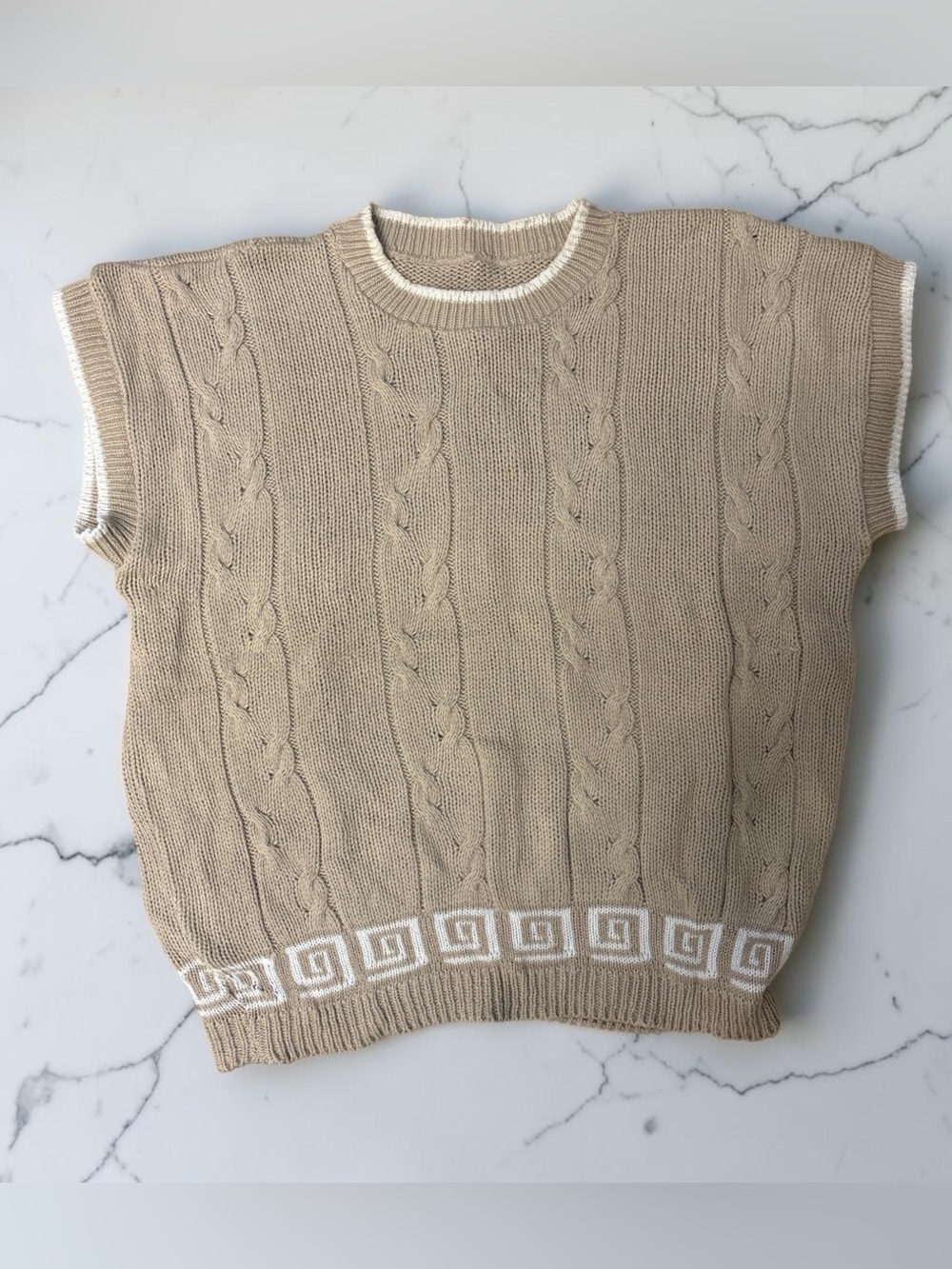 Cable Knit Short-Sleeve Sweater